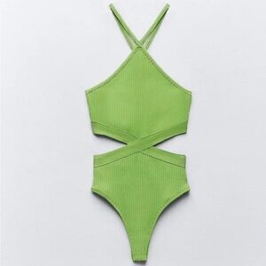 Zara Ribbed Cut Out Bodysuit